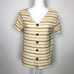 Stripes button front V-Neck short sleeve Gap XS